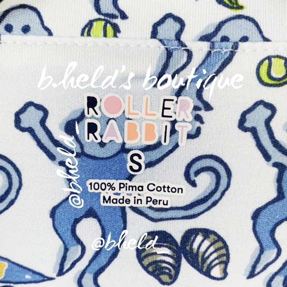 Roller Rabbit Greenwich Monkey Polo Pajamas in Blue Monkey Size S Brand New NWT - Picture 6 of 16